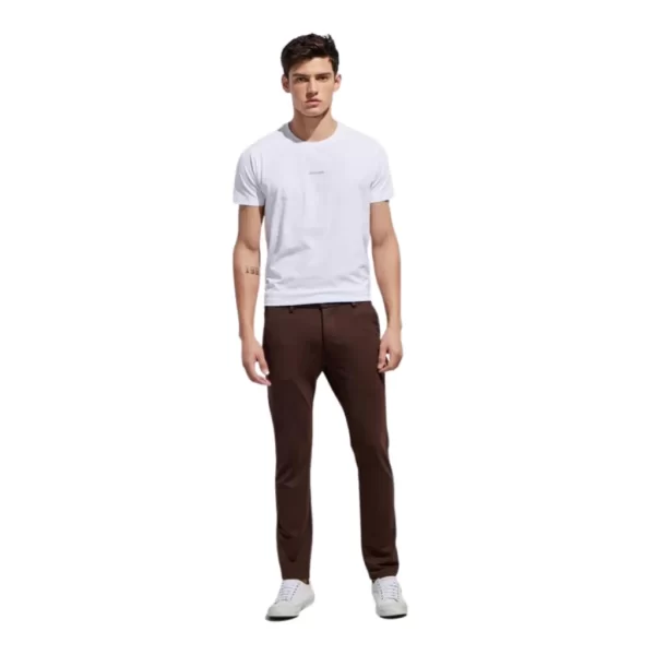 Urbanmods Brown Plain 4-Way Stretch Ultra Slim Fit Trouser