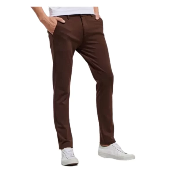 Urbanmods Brown Plain 4-Way Stretch Ultra Slim Fit Trouser