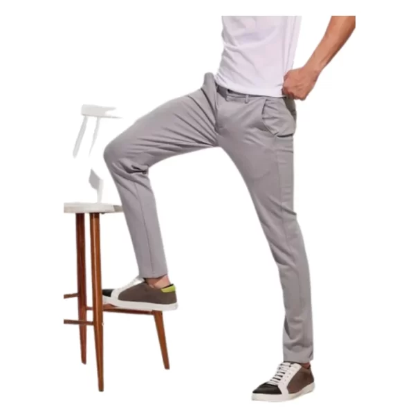 Urbanmods Grey Plain 4-Way Stretch Ultra Slim Fit Trouser